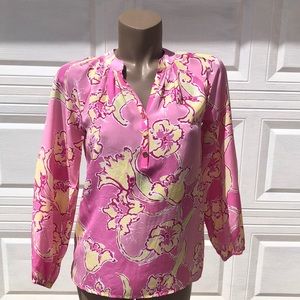 Lilly Pulitzer Silk Pink & Yellow Top - XS